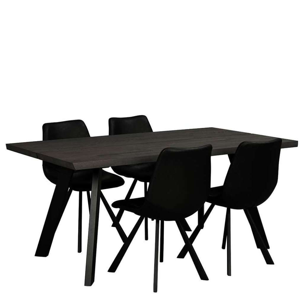 Loft Essgruppe in Schwarz und Eiche dunkel (5-teilig)