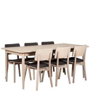 Esszimmer Sitzgruppe aus Eiche White Wash massiv Skandi Design (7-teilig)