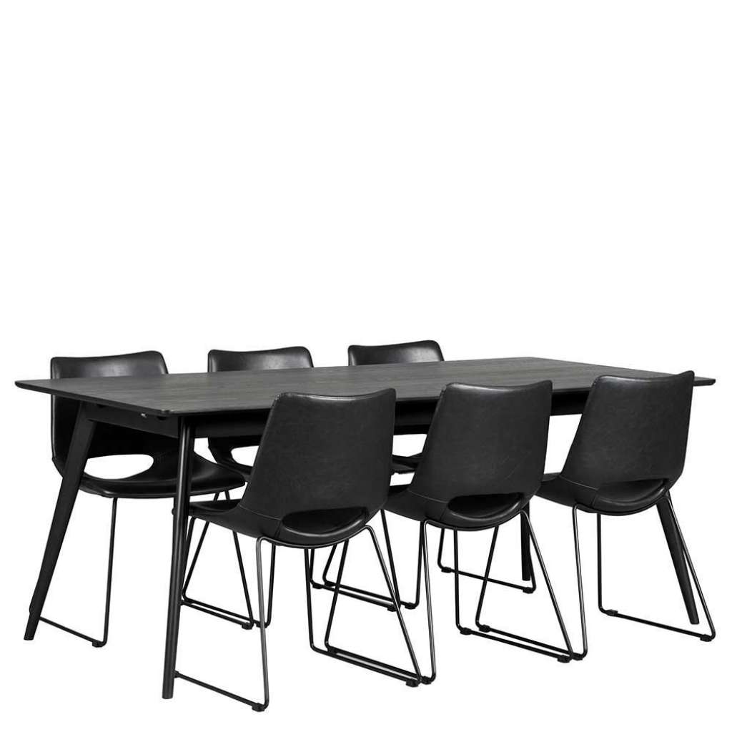 Esstischgruppe im Retrostil Schwarz (7-teilig)