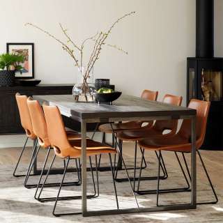 Esszimmergarnitur in Cognac Braun und Grau Loft Design (7-teilig)