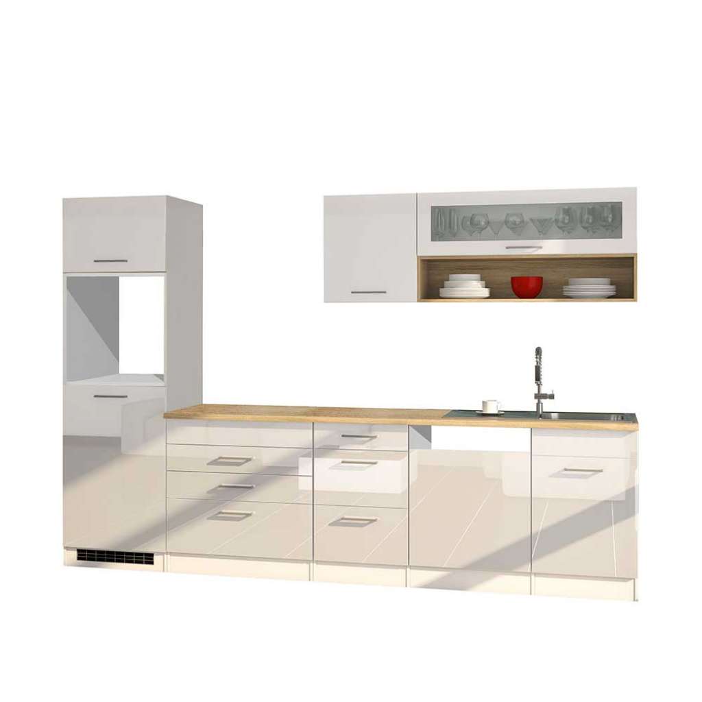 Hochglanz Küchenzeile in Weiß modern (8-teilig)