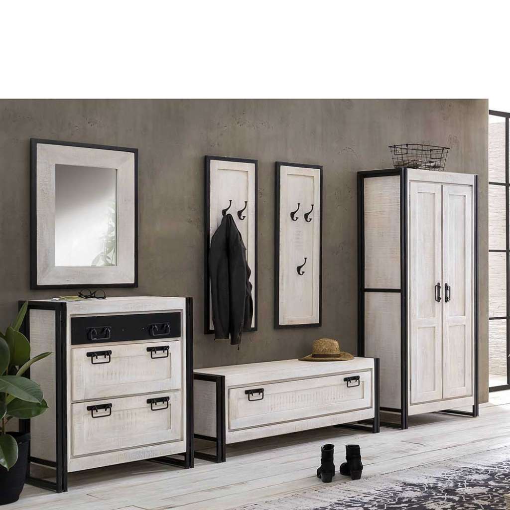Flurmöbel Set in Weiß und Schwarz 290 cm breit (6-teilig)