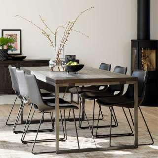 Esszimmersitzgruppe in Antik Finish, Grau und Schwarz Industry Stil (7-teilig)