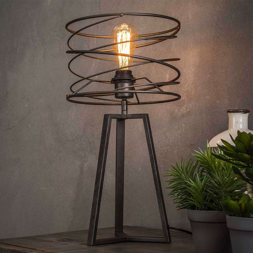 Design Tischlampe in Anthrazit spiralförmig