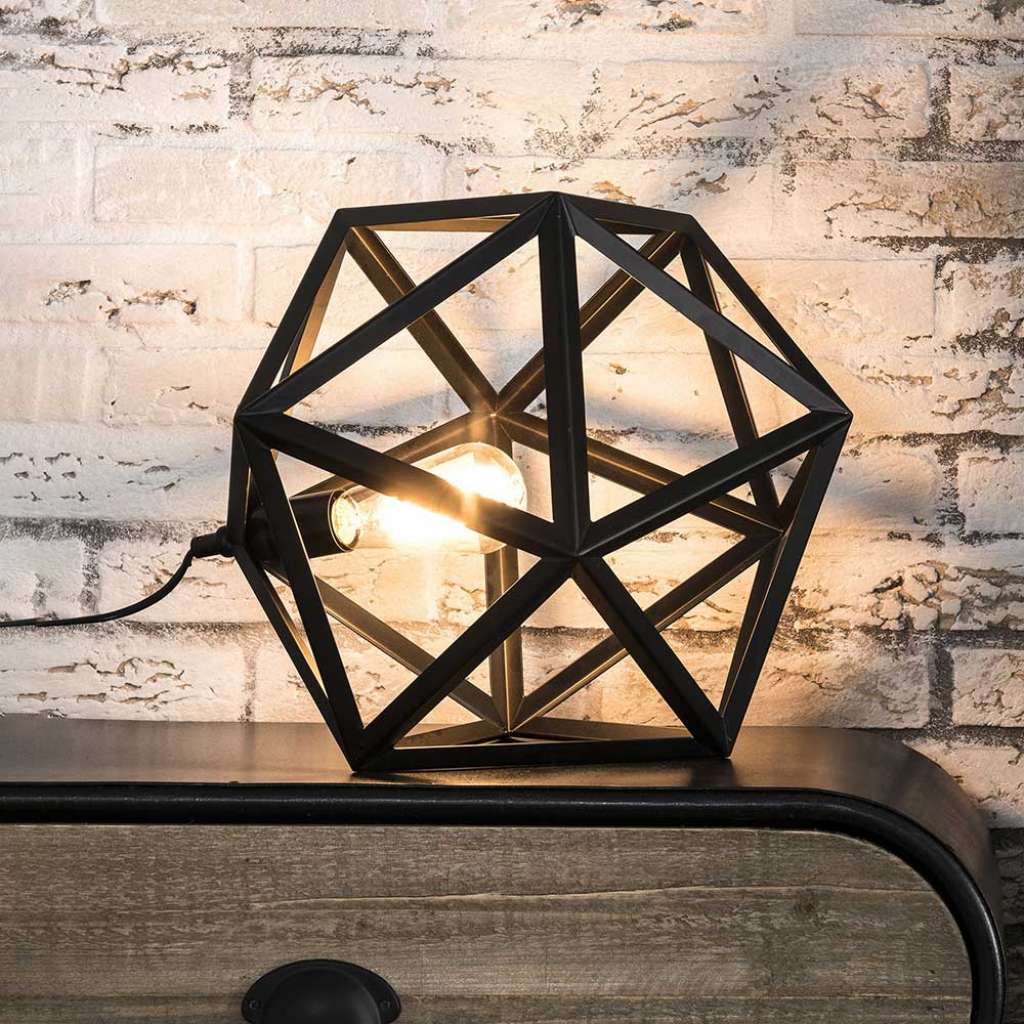 Design Tischlampe in Schwarz Metall