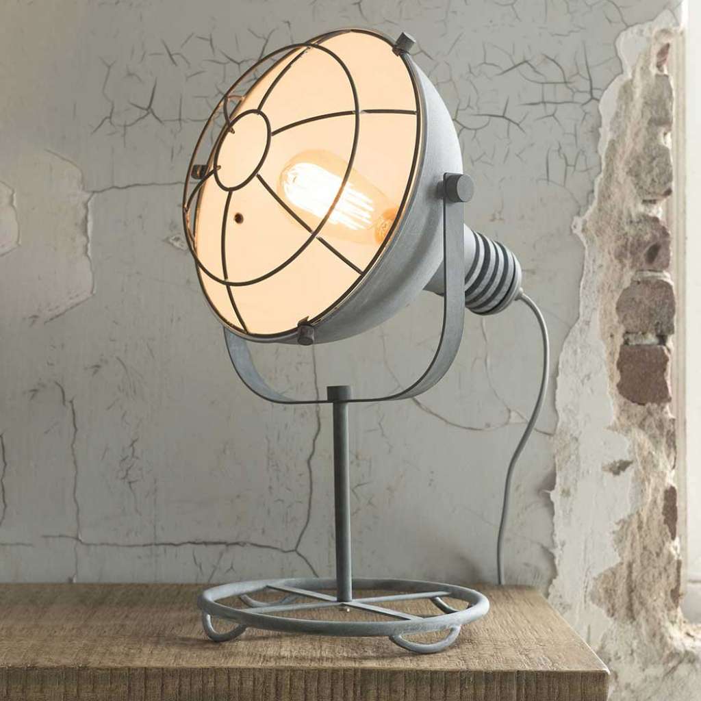 Scheinwerfer Tischlampe im Industriedesign Beton Grau