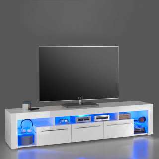Hochglanz TV Sideboard in Weiß LED Beleuchtung
