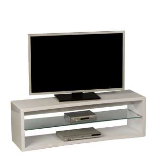 TV Rack 140 cm breit Weiß Hochglanz