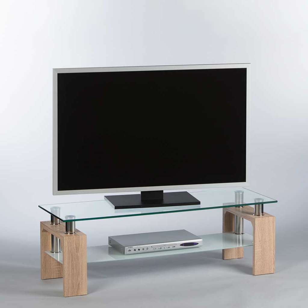 Glas Fernsehtisch in Sonoma-Eiche 120 cm breit