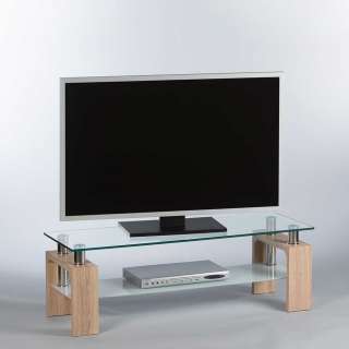 Glas Fernsehtisch in Sonoma-Eiche 120 cm breit