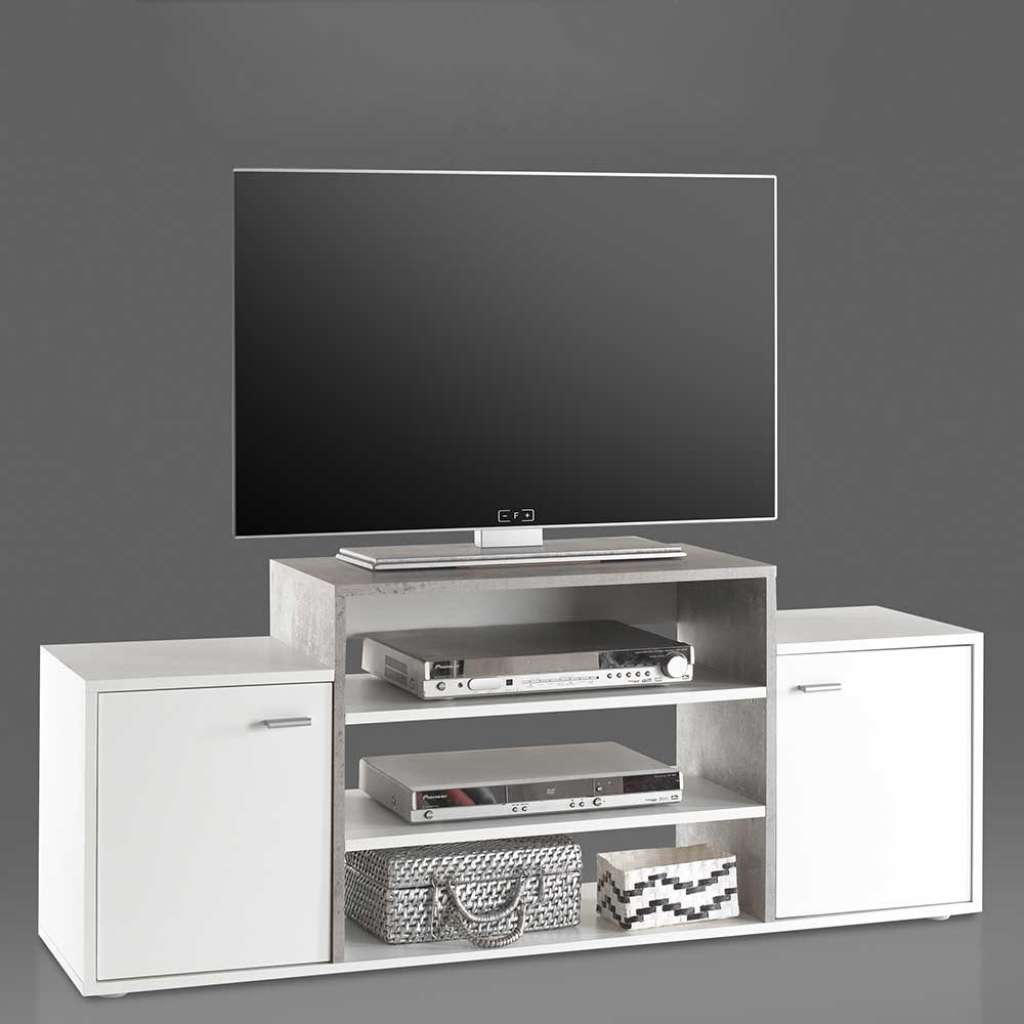 TV Möbel in Beton Optik und Weiß modern