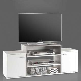 TV Möbel in Beton Optik und Weiß modern