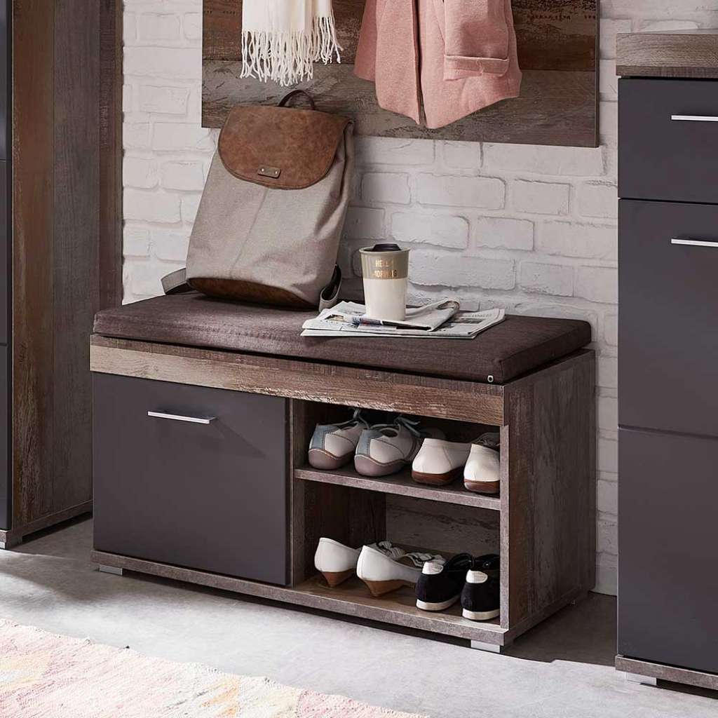 Schuhbank mit Polsterauflage 90 cm breit