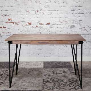 Tresentisch aus Teak Massivholz Stahl