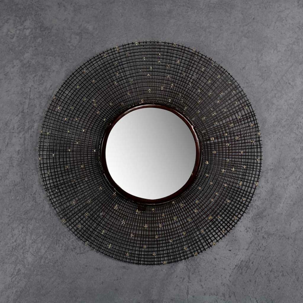 Design Wandspiegel in Kupferfarben Metall rund