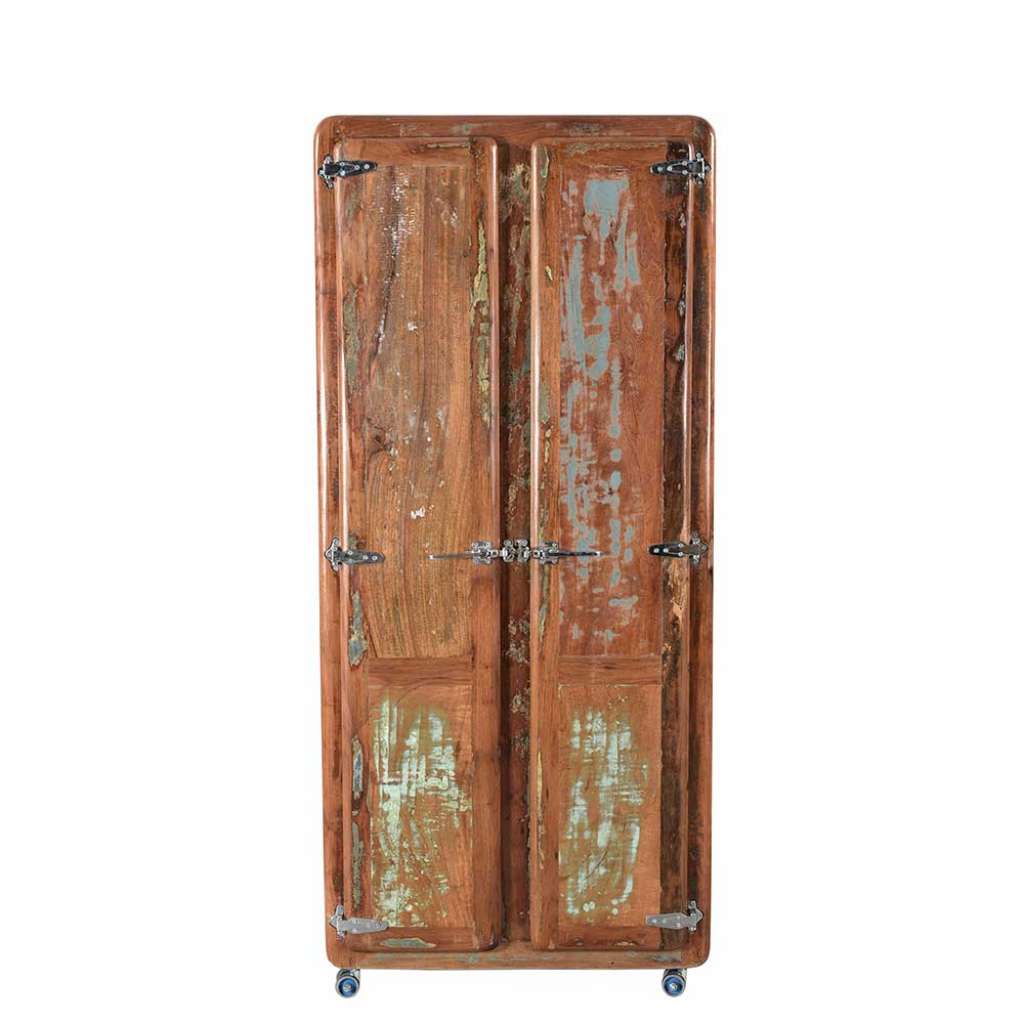 Rollbarer Garderobenschrank aus Massivholz Shabby Chic Design
