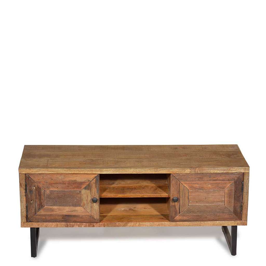 TV Board aus Teak Recyclingholz Türen