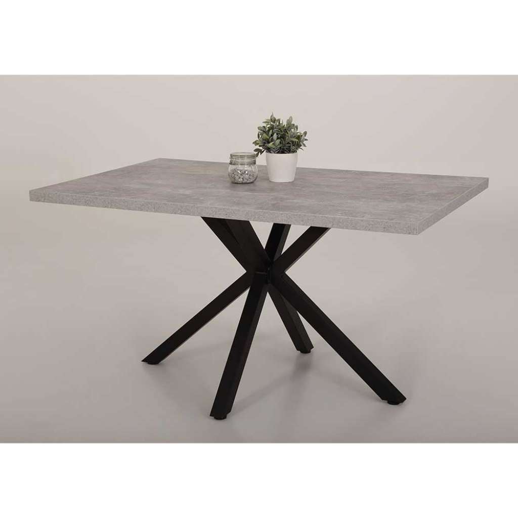 Küchentisch in Beton Grau und Schwarz 140 cm breit