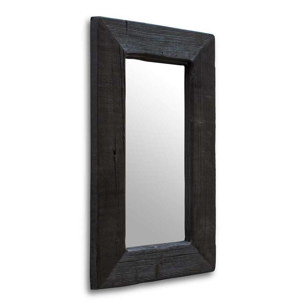 Industry Wandspiegel in Dunkelgrau Wildeiche Massivholz