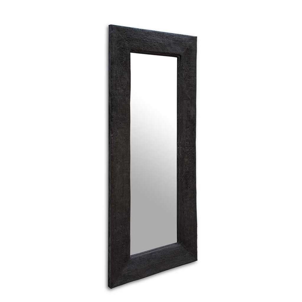 Garderoben Spiegel in Dunkelgrau Wildeiche Massivholz