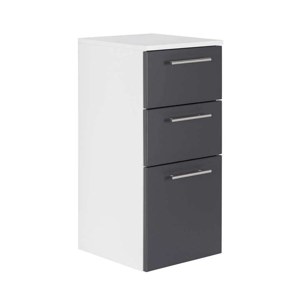 Bad Unterschrank in Anthrazit und Weiß 75 cm hoch