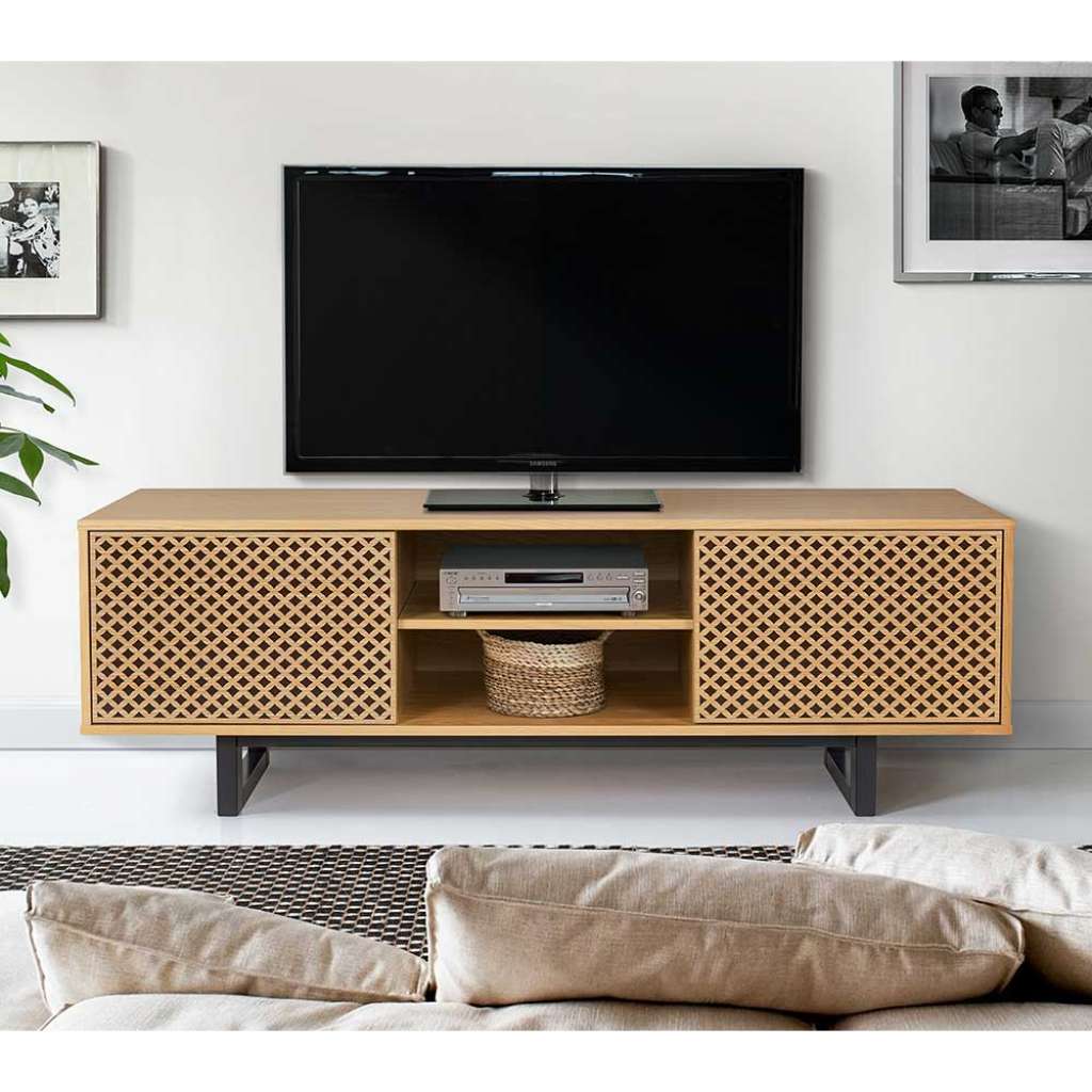 TV Board im Retrostil Eiche furniert