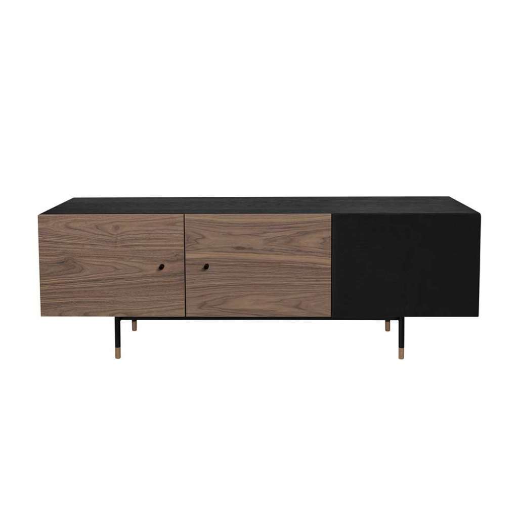 Fernsehschrank in Walnussfarben und Schwarz 150 cm breit