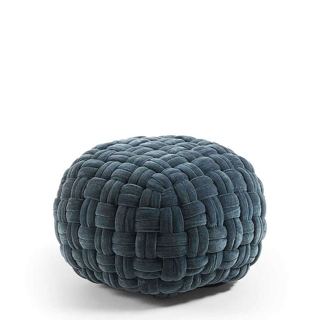 Samt Sitzpouf in Hellgrau modern