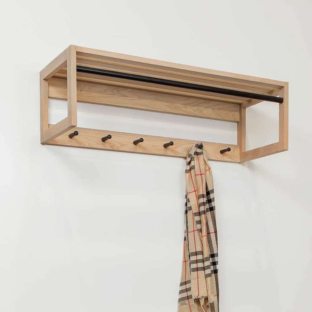 Wandgarderobe in Eiche Bianco massiv 100 cm breit