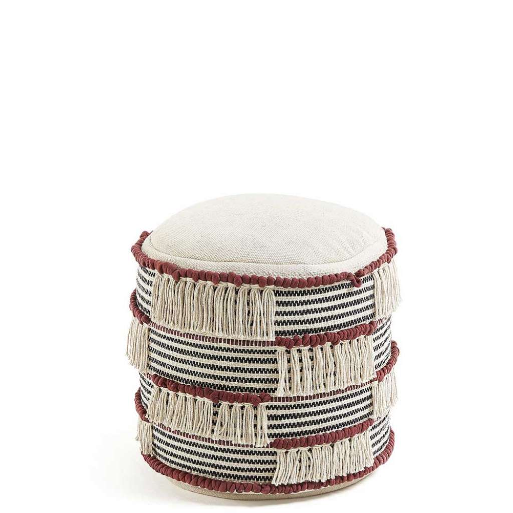 Pouf Sitzhocker mit Ethno Muster Webstoff