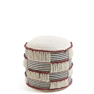 Pouf Sitzhocker mit Ethno Muster Webstoff