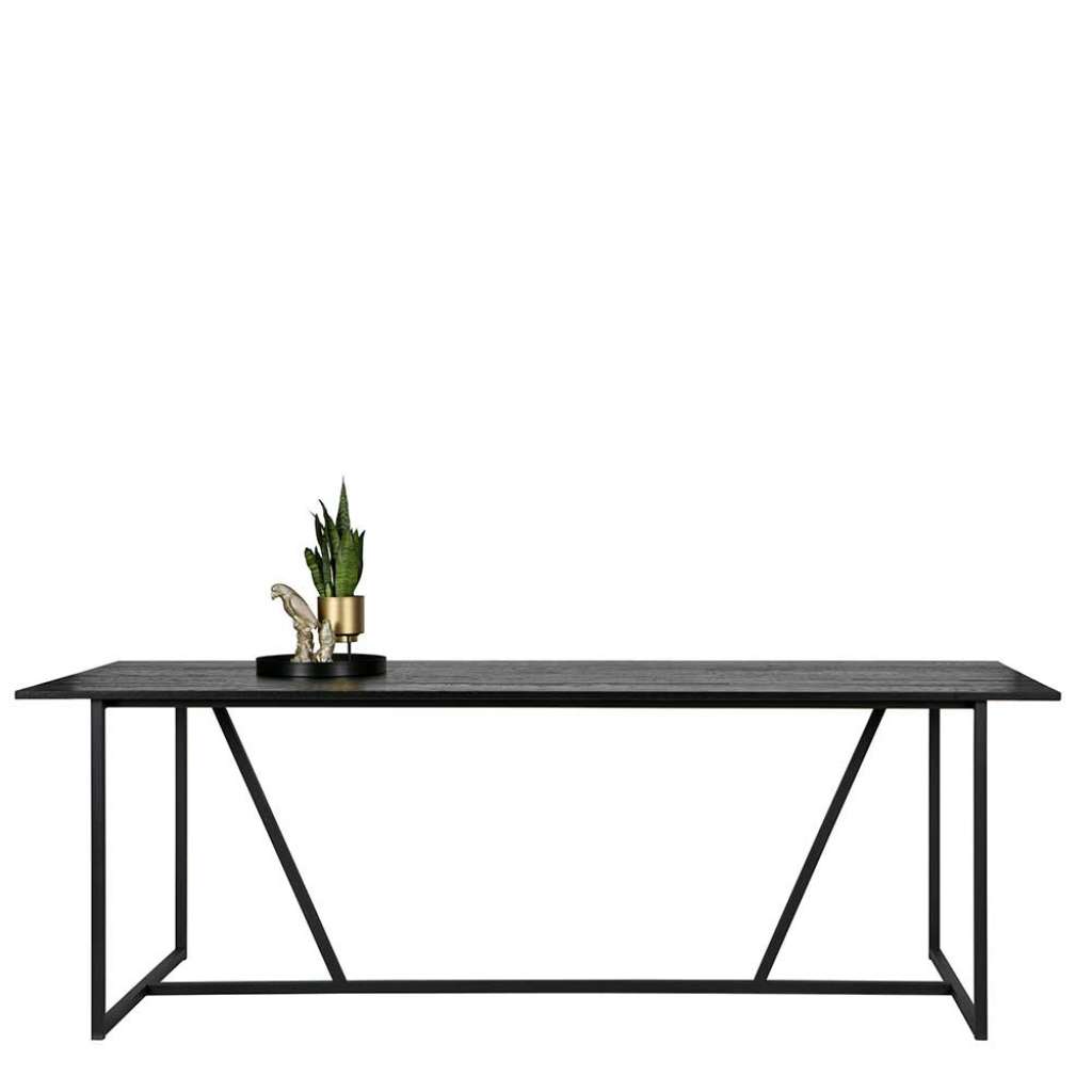 Tisch in Schwarz Eiche Massivholz und Metall