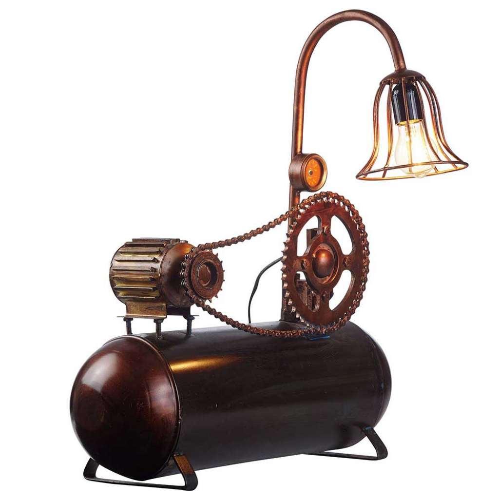Design Tischlampe in Kupferfarben Eisen