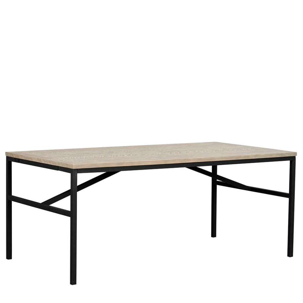 Tisch aus Kiefer White Wash massiv 4-Fußgestell aus Metall