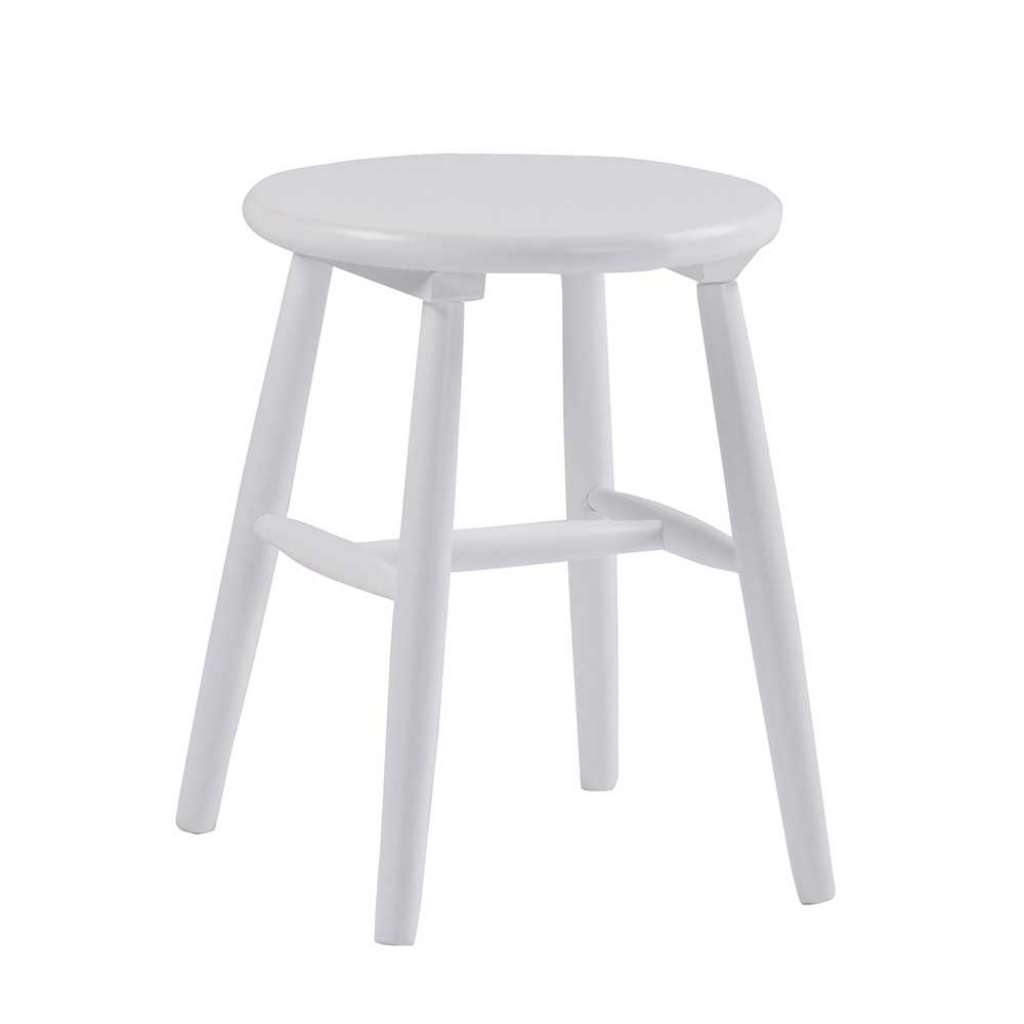 Sitzhocker aus Massivholz Weiß