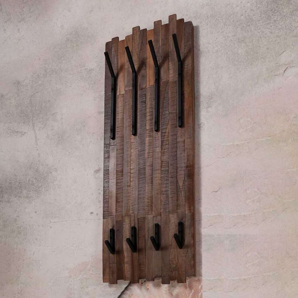 Hängegarderobe aus Teak Recyclingholz Grey Wash Optik