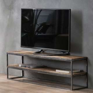 Fernsehtisch aus Recyclingholz und Stahl 130 cm breit