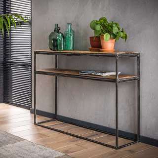 Flur Konsolentisch aus Recyclingholz und Stahl 110 cm breit