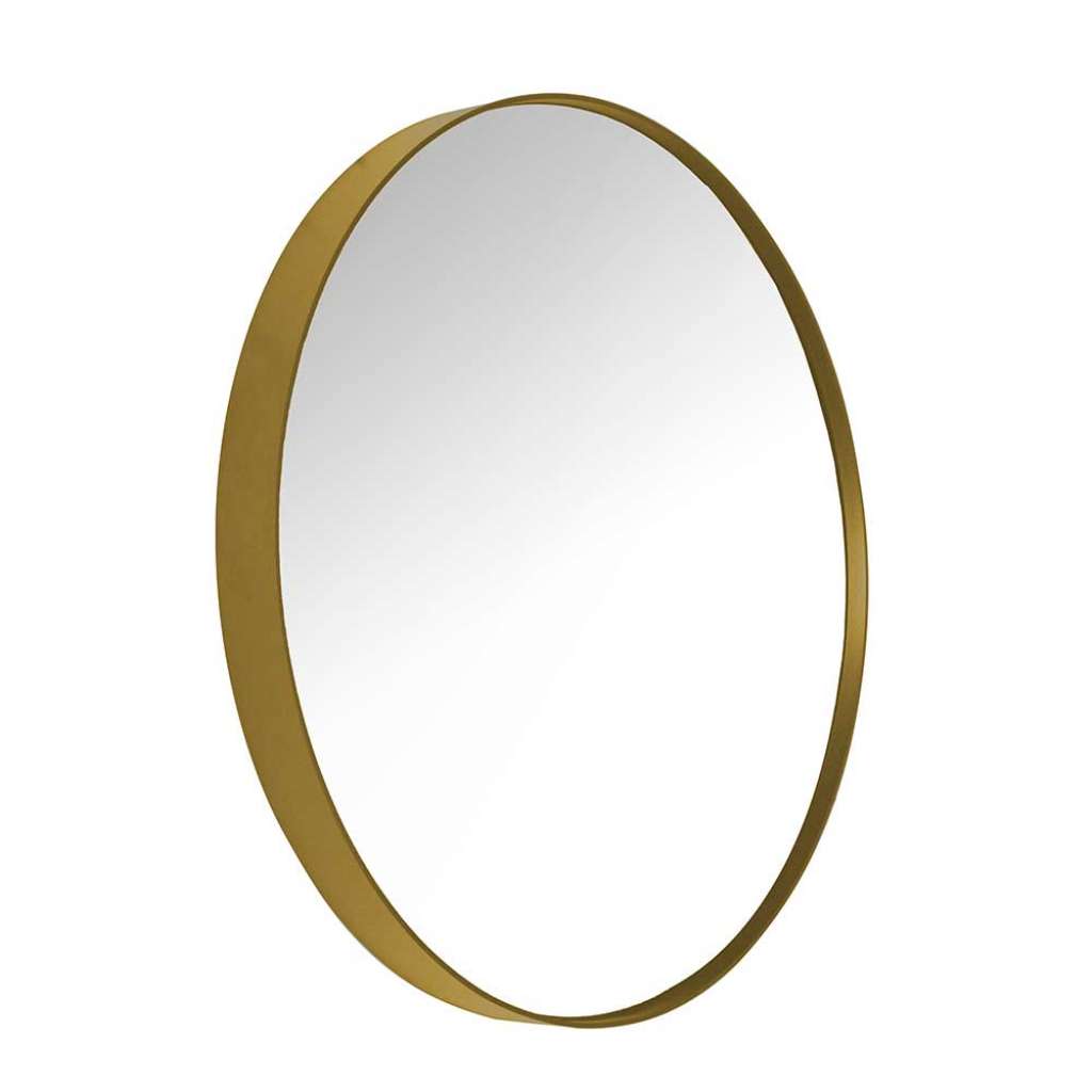 Runder Flurspiegel mit Metallrahmen Goldfarben