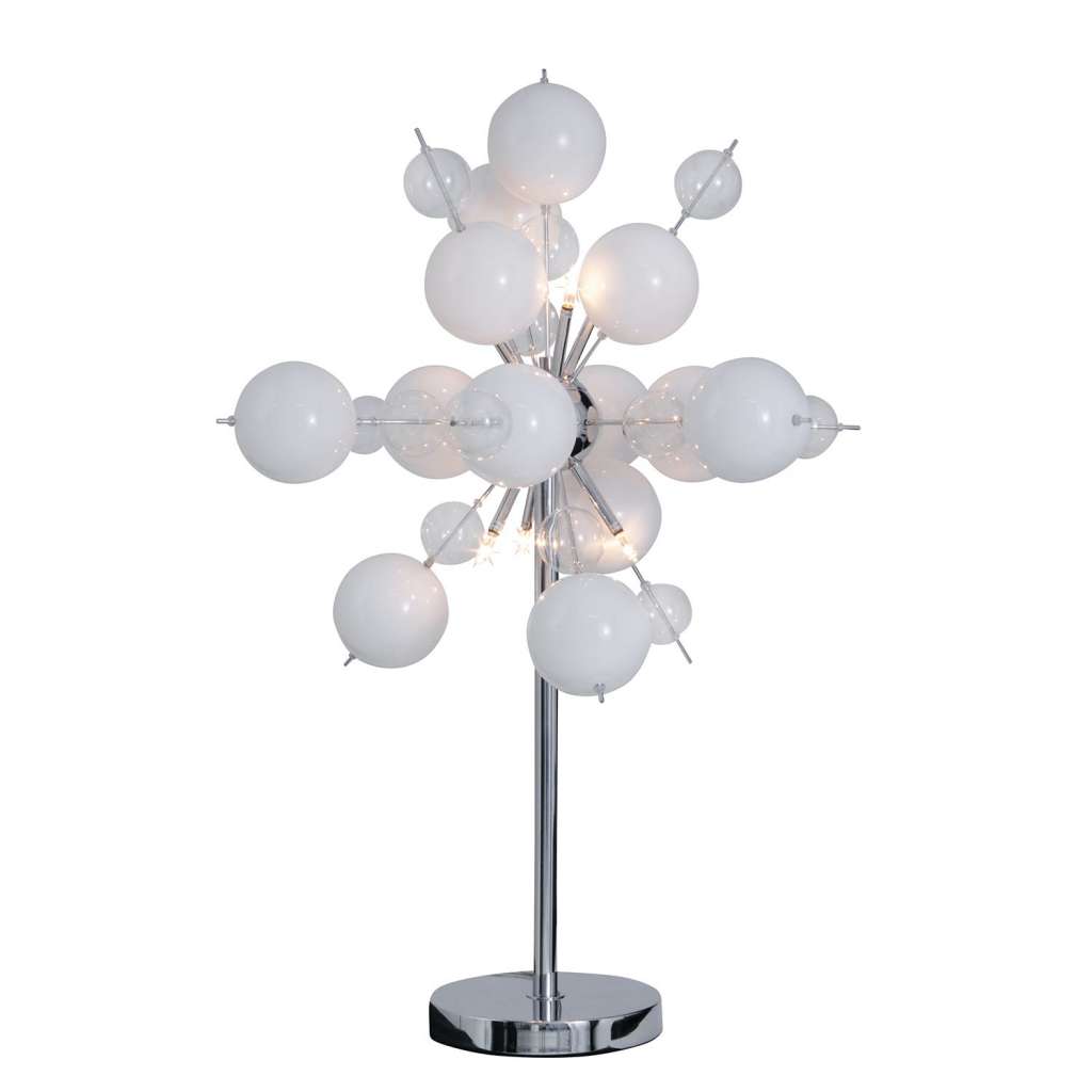 home24 Tischleuchte Glasball Explosion Weiss