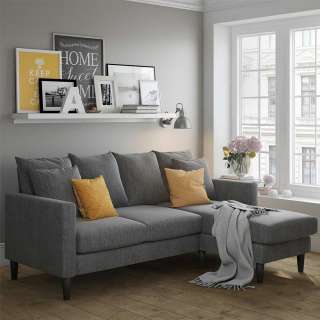 Polsterecke Grau modern mit drei Sitzplätzen 207 cm breit