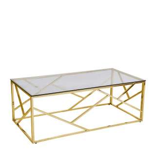 Rechteckiger Couchtisch aus Sicherheitsglas & Metall 120 cm breit