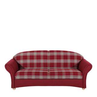 Rot kariertes Dreisitzer Sofa im Landhausstil 202 cm breit