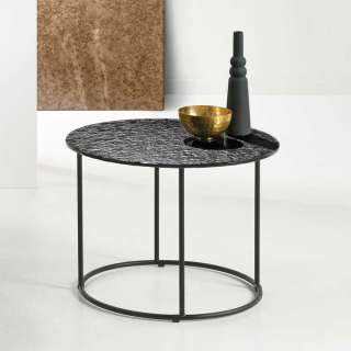 Runder Sofa Tisch mit Strukturglasplatte Metall Ringgestell