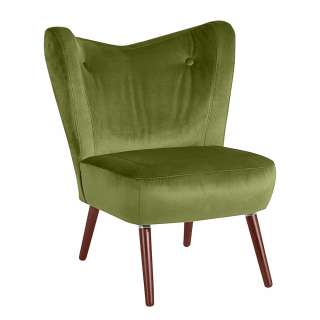 Schlafzimmer Sessel Retro in Oliv Grün und Nussbaumfarben 70 cm breit