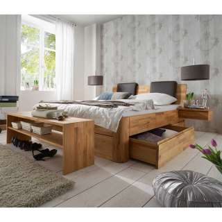 Schlafzimmerset modern Holz in Kernbuchefarben Bettkasten (vierteilig)