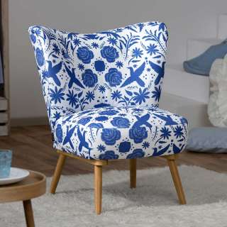 Sessel mit Blumenmuster in Blau und Weiß Made in Germany