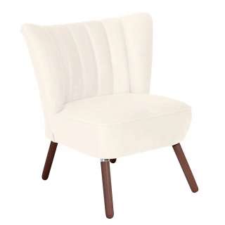 Sessel Retro Design in Cremeweiß und Nussbaumfarben 70 cm breit