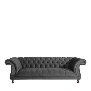 Sofa 3-Sitzer Anthrazit Velour im Barockstil 253 cm breit