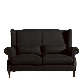 Sofa dunkelbraun Stoff im Landhausstil zwei Sitzplätzen